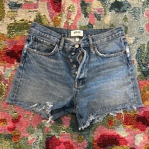 Agolde Blue Jean Shorts Distressed Cut-Off Style